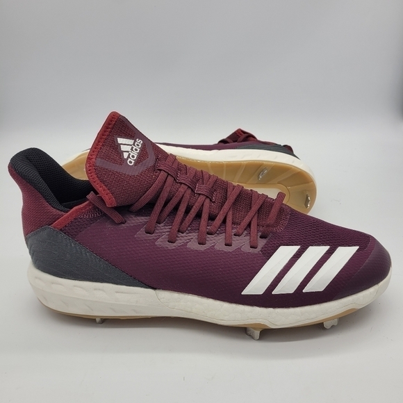 Adidas Shoes Men 14 Boost Icon 4 Metal Baseball Cleats NEW Maroon - Picture 10 of 12